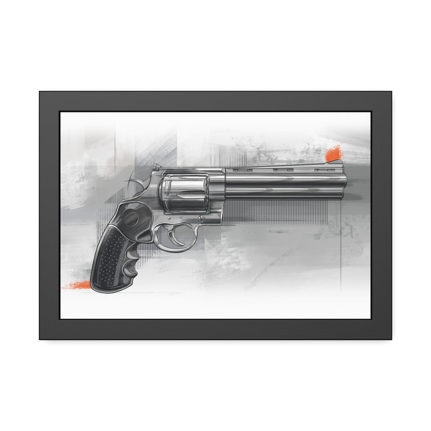 Stainless .44 Mag Revolver Painting - Black Frame - Value Collection