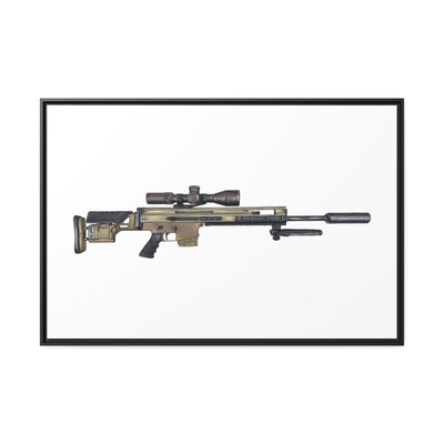 Socom Sniper Rifle Painting - Just The Piece - Black Framed Wrapped Canvas - Value Collection