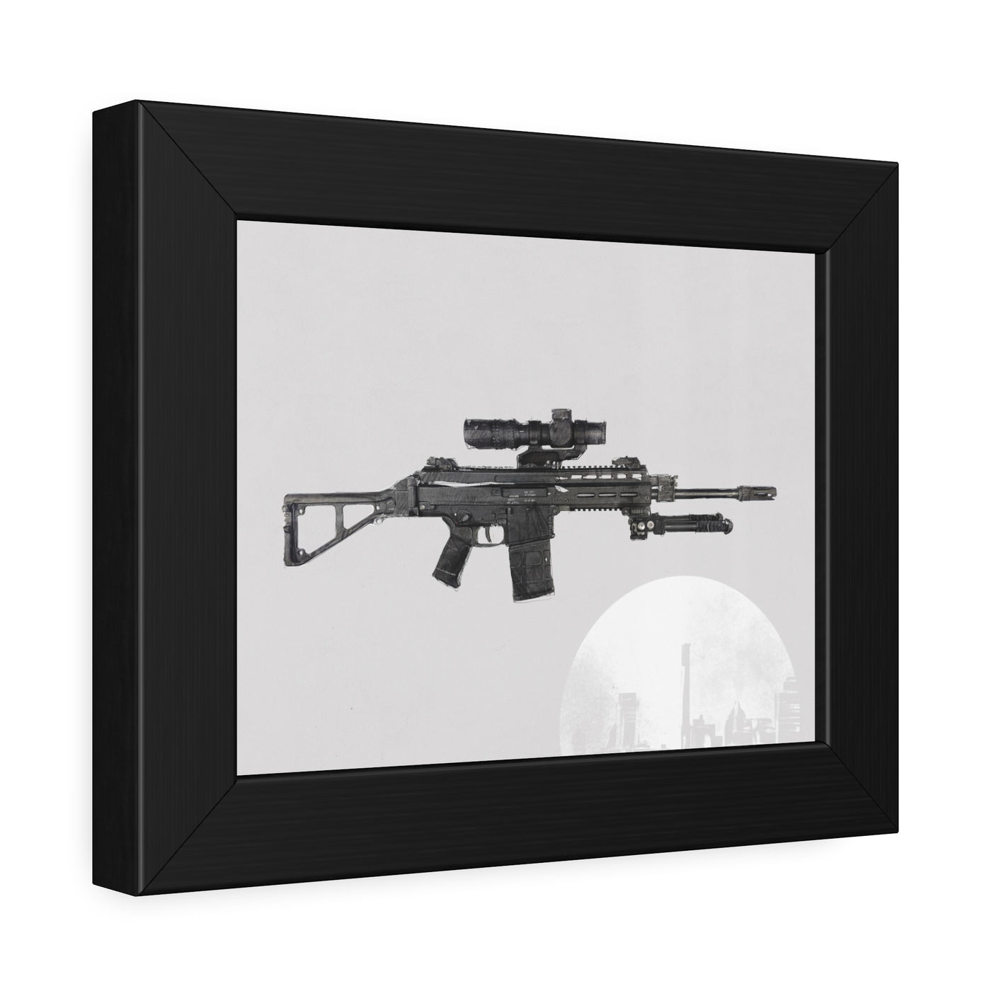 The Urban Sniper Painting - White Background - Black Frame - Value Collection