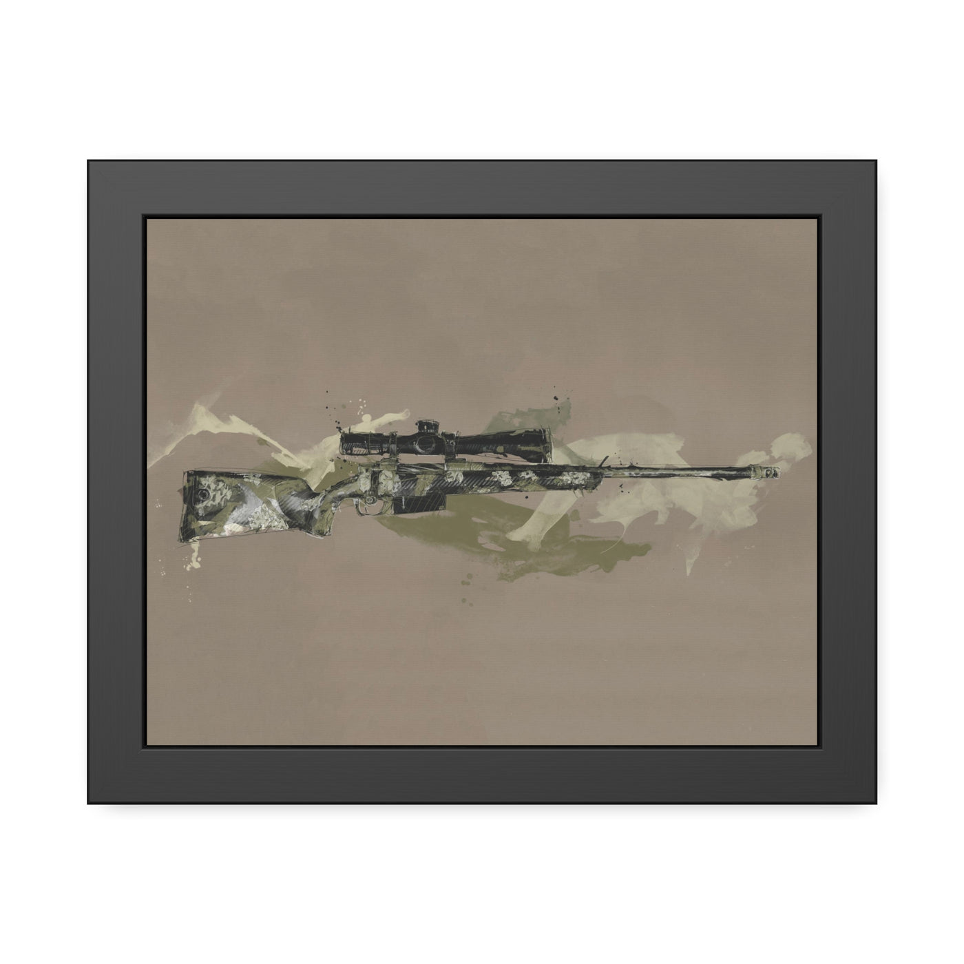 The Harvester - Long Range Hunting Rifle Painting (Minimal) - Black Frame - Value Collection