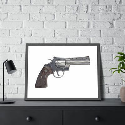 Wood & Stainless .357 Magnum Revolver Painting - Just The Piece - Black Frame - Value Collection