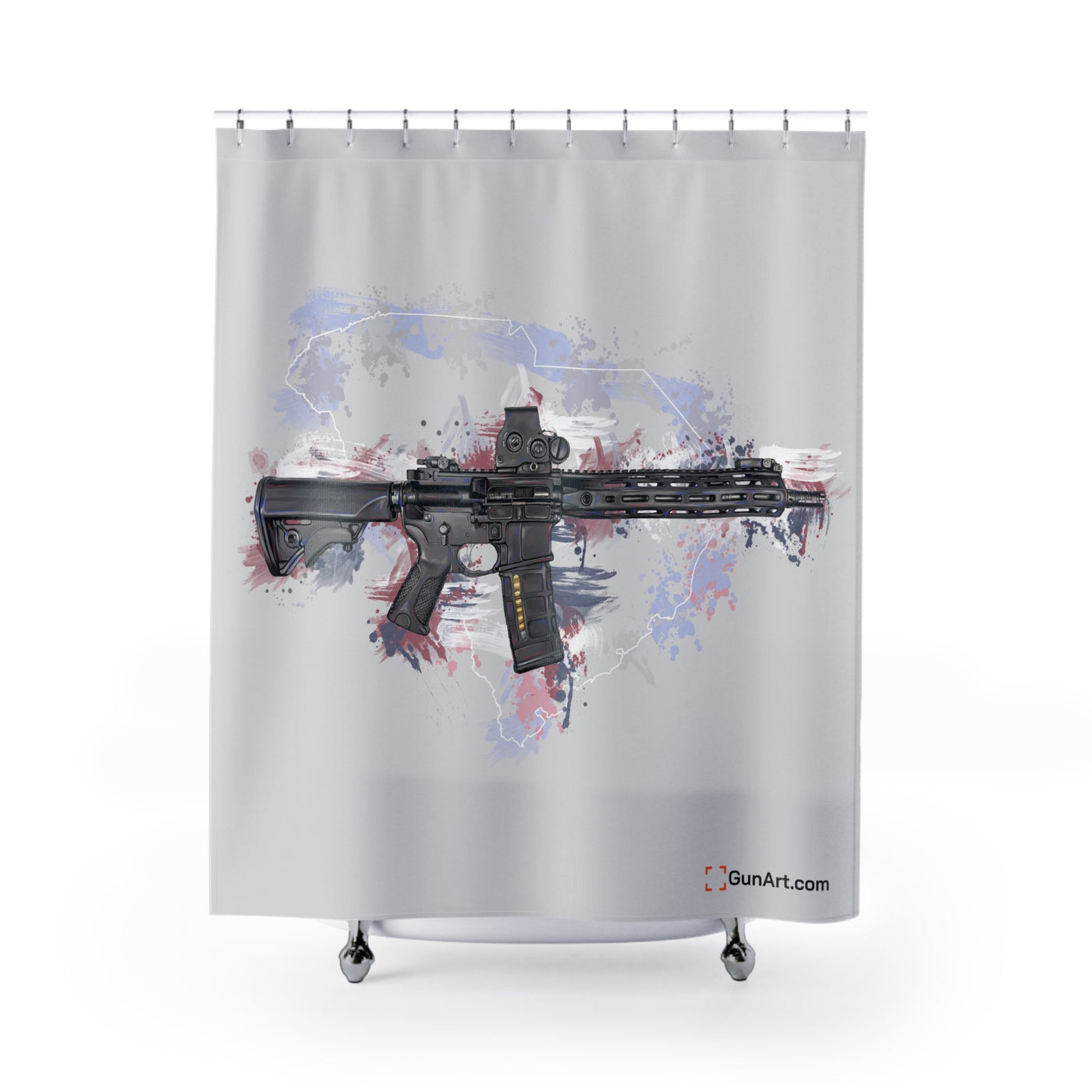 Defending Freedom - South Carolina - AR-15 State Shower Curtains - White State