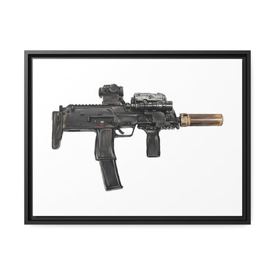 German 4.6x30mm Sub Machine Gun Painting - Just The Piece - Black Framed Wrapped Canvas - Value Collection