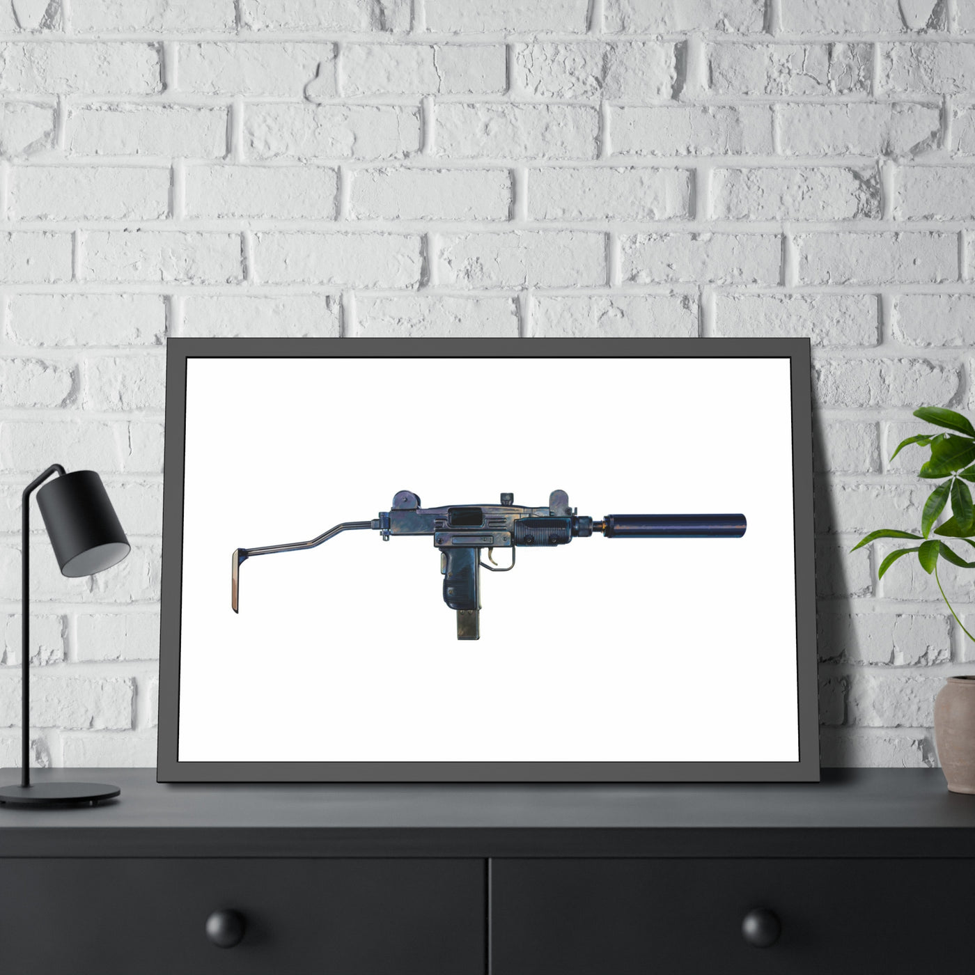 The Miniature Menace - Full Auto Subgun Painting - Just The Piece - Black Frame - Value Collection