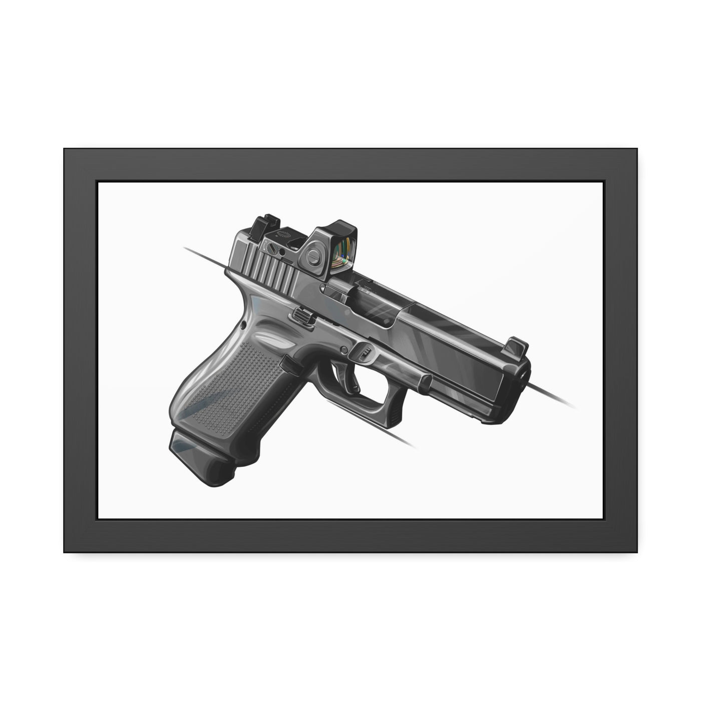 The Last Resort - OG Grey Poly Pistol Painting - Just The Piece - Black Frame - Value Collection