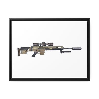 Socom Sniper Rifle Painting - Just The Piece - Black Framed Wrapped Canvas - Value Collection