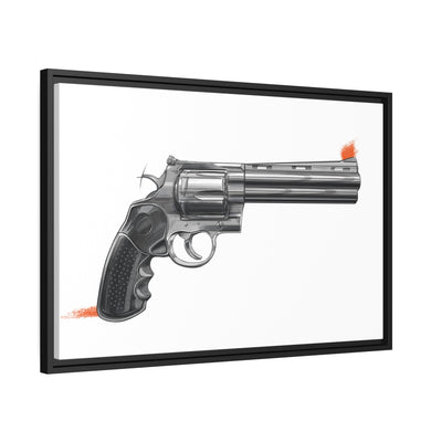 Stainless .44 Mag Revolver Painting - Just The Piece - Black Framed Wrapped Canvas - Value Collection