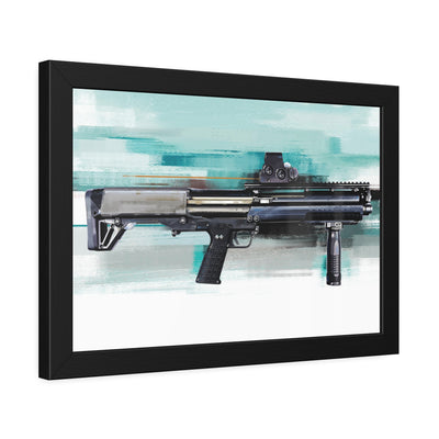 Tactical Bullpup Shotgun Painting - Green Background - Black Frame - Value Collection