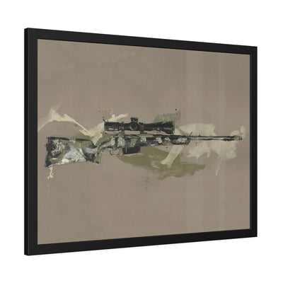 The Harvester - Long Range Hunting Rifle Painting (Minimal) - Black Frame - Value Collection