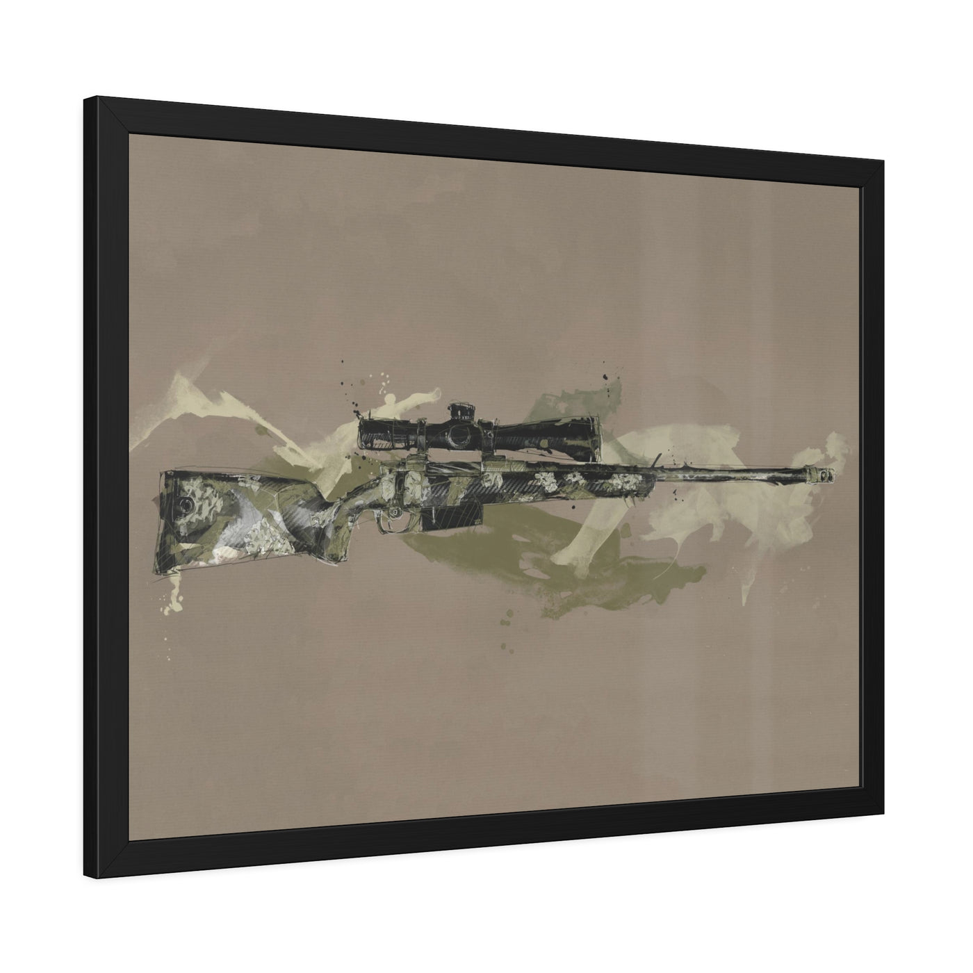 The Harvester - Long Range Hunting Rifle Painting (Minimal) - Black Frame - Value Collection