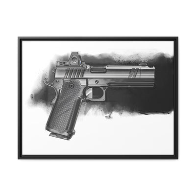 2011 Black & White Pistol Painting - Black Framed Wrapped Canvas - Value Collection