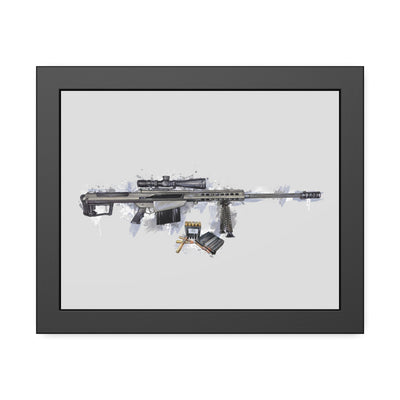 The Long-Range Legend - .50 Cal BMG Rifle Painting - Blue Accents - Black Frame - Value Collection