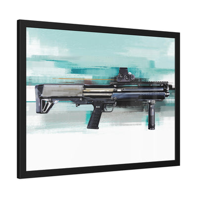 Tactical Bullpup Shotgun Painting - Green Background - Black Frame - Value Collection