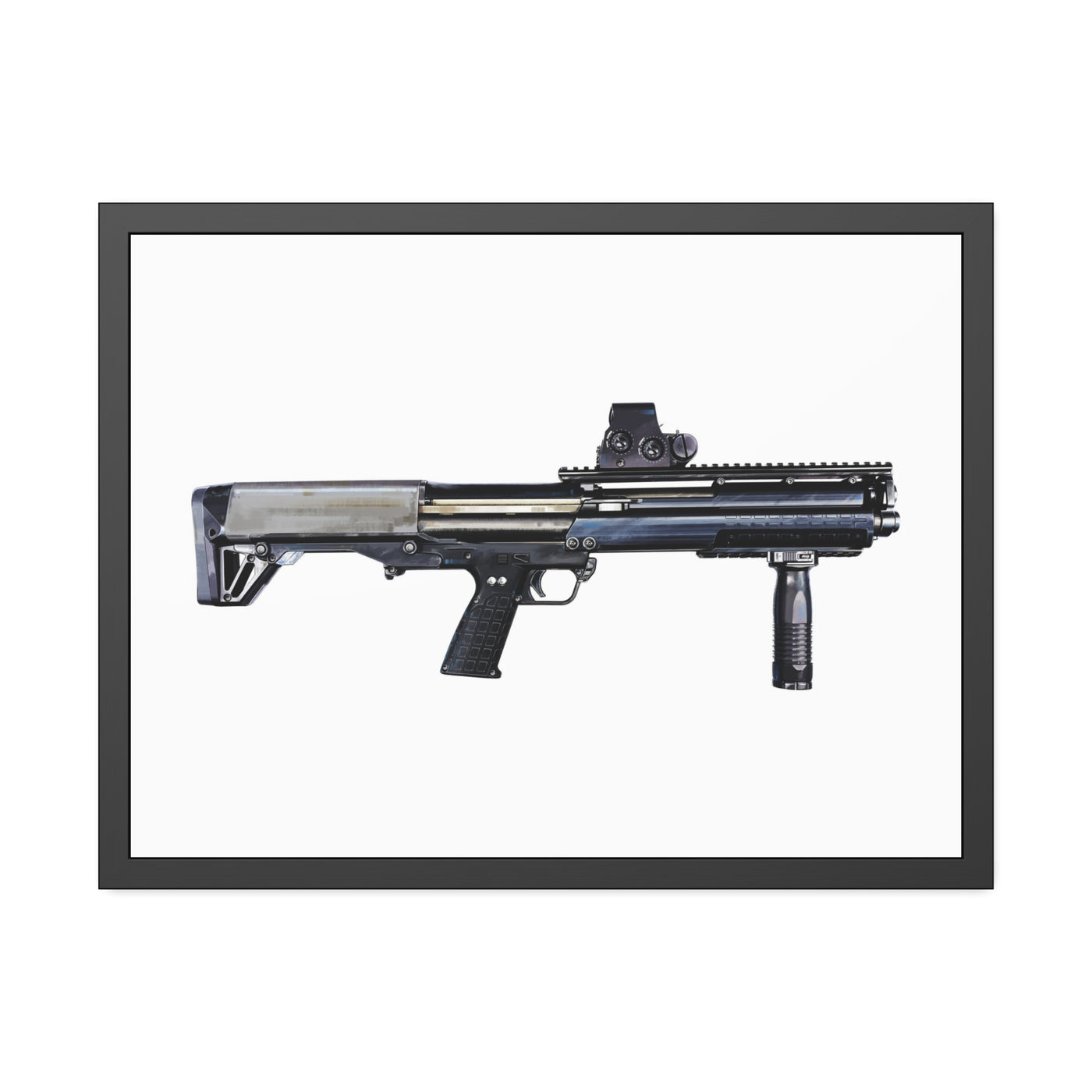 Tactical Bullpup Shotgun Painting - Just The Piece - Black Frame - Value Collection