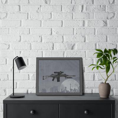 The Urban Sniper Painting - Grey Background - Black Frame - Value Collection