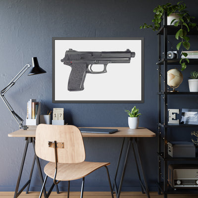 Tactical .45 ACP Poly Pistol Painting - Just The Piece - Black Frame - Value Collection