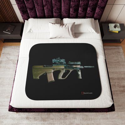 Universal Army Bullpup Rifle Sherpa Blanket - Black Background - Just The Piece