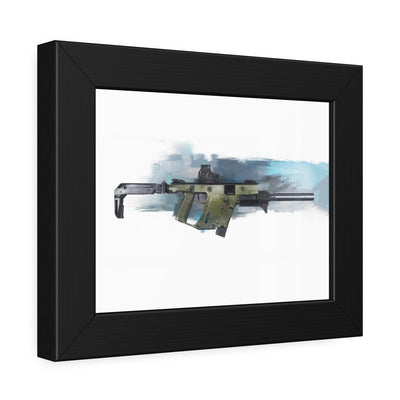 The Vindicator - Suppressed SMG Painting - Blue Background - Black Frame - Value Collection