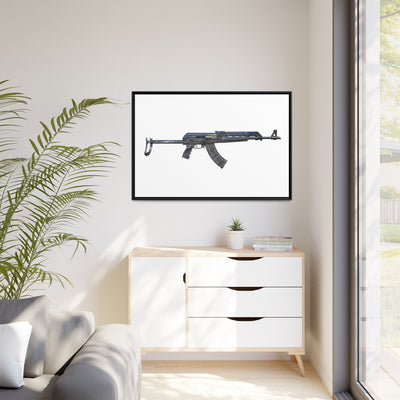 The Paratrooper AK-47 Painting - Just The Piece - Black Framed Wrapped Canvas - Value Collection