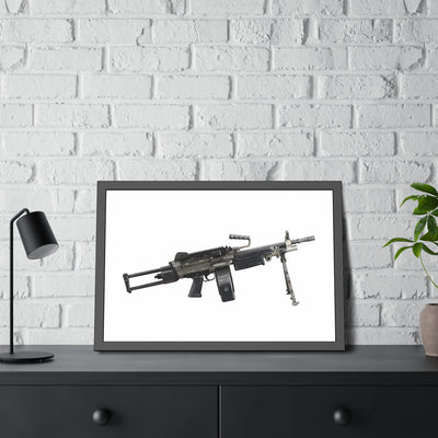 Belt-Fed 5.56x45mm Light Machine Gun Painting - Just The Piece - Black Frame - Value Collection