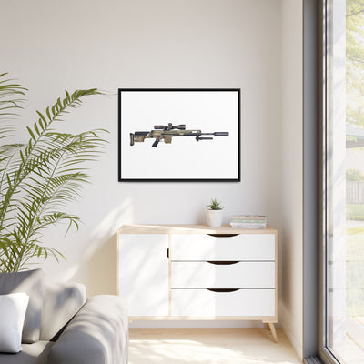 Socom Sniper Rifle Painting - Just The Piece - Black Framed Wrapped Canvas - Value Collection