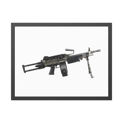 Belt-Fed 5.56x45mm Light Machine Gun Painting - Just The Piece - Black Frame - Value Collection