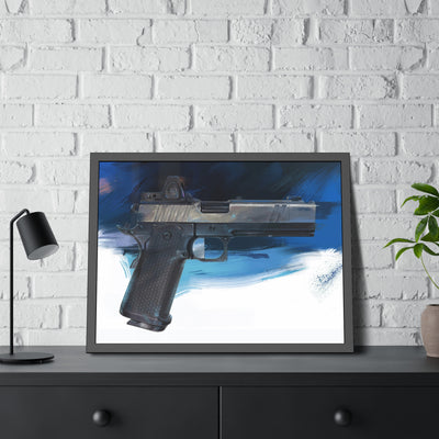 2011 Charlie - Pistol Painting - Dark Blue Background - Black Frame - Value Collection