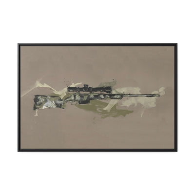 The Harvester - Long Range Hunting Rifle Painting (Minimal) - Black Framed Wrapped Canvas - Value Collection