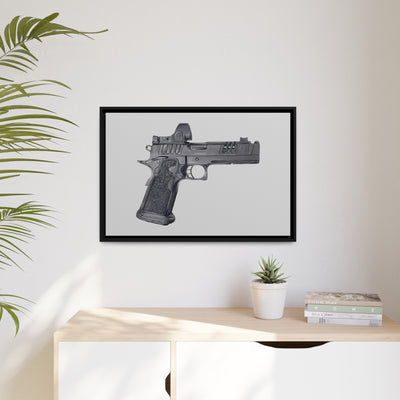 2011 Delta Pistol Painting - Just The Piece - Black Framed Wrapped Canvas - Value Collection