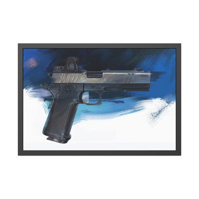 2011 Charlie - Pistol Painting - Dark Blue Background - Black Frame - Value Collection