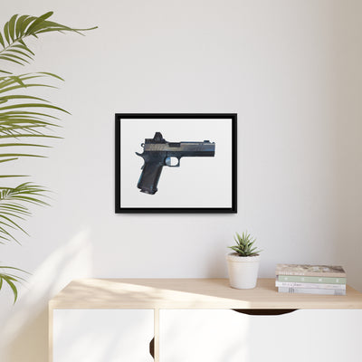 2011 Charlie - Pistol Painting - Just The Piece - Black Framed Wrapped Canvas - Value Collection