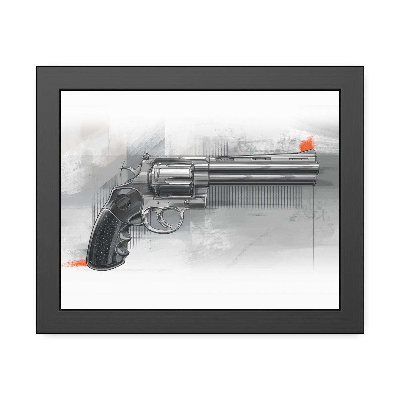 Stainless .44 Mag Revolver Painting - Black Frame - Value Collection