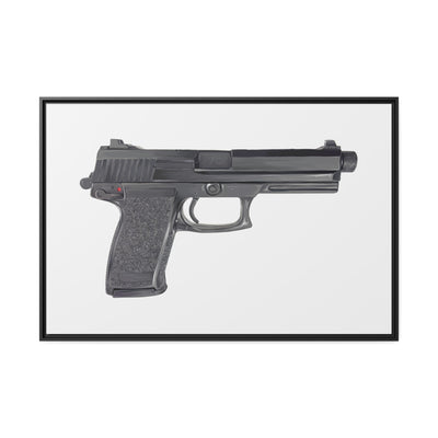 Tactical .45 ACP Poly Pistol Painting - Just The Piece - Black Framed Wrapped Canvas - Value Collection