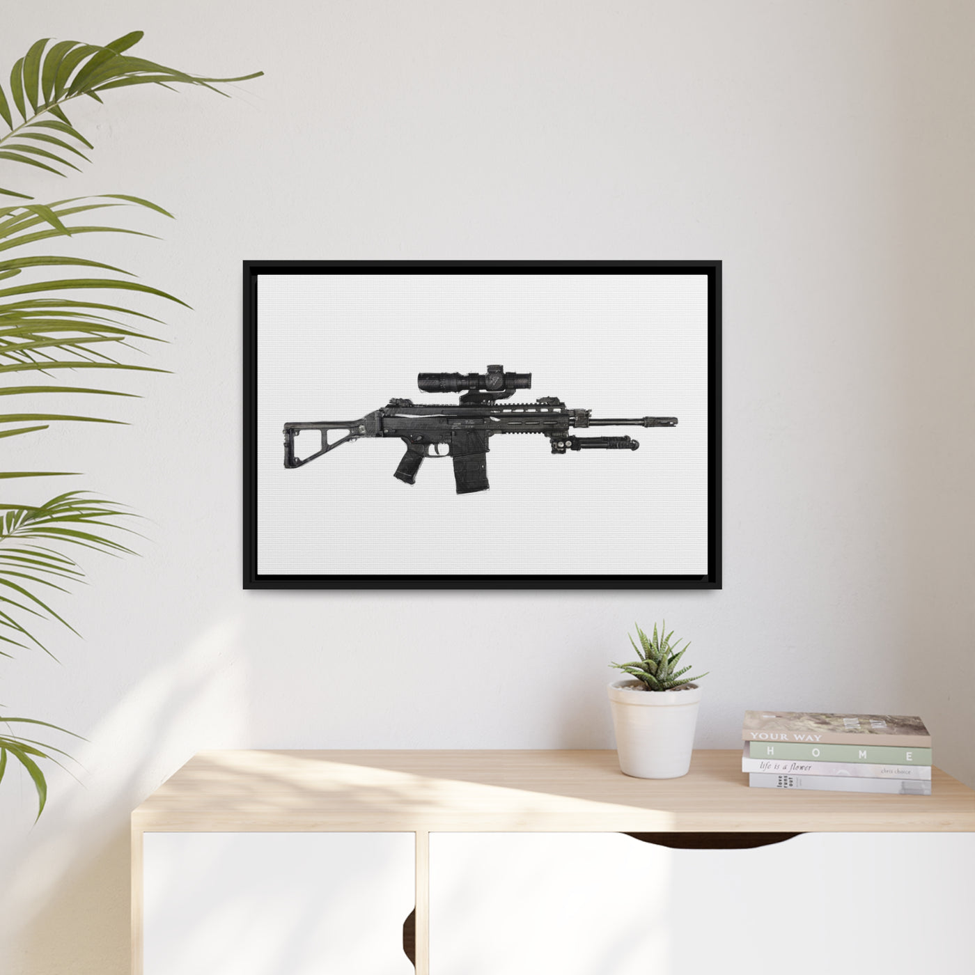 The Urban Sniper Painting - Just The Piece - Black Framed Wrapped Canvas - Value Collection