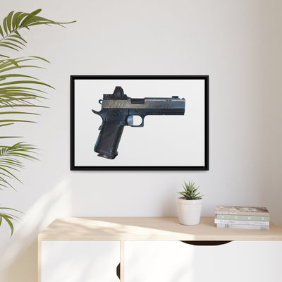 2011 Charlie - Pistol Painting - Just The Piece - Black Framed Wrapped Canvas - Value Collection