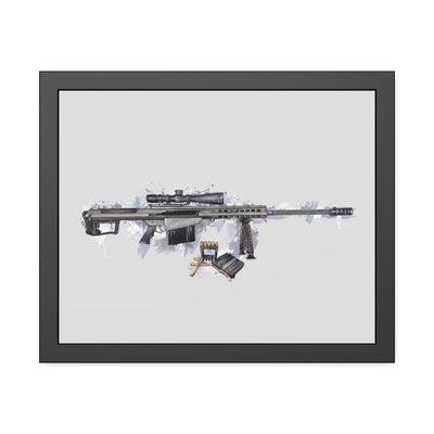 The Long-Range Legend - .50 Cal BMG Rifle Painting - Blue Accents - Black Frame - Value Collection