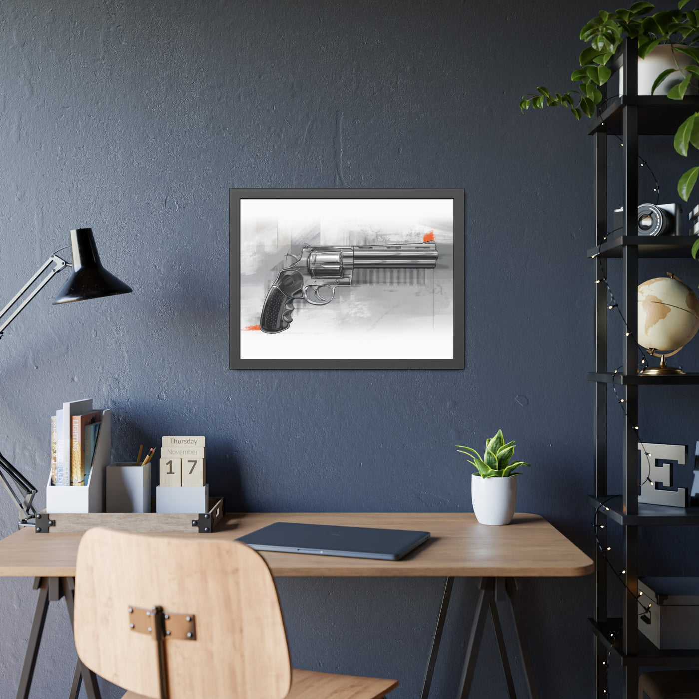 Stainless .44 Mag Revolver Painting - Black Frame - Value Collection