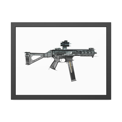 .45 Cal SMG Painting - Just The Piece - Black Frame - Value Collection