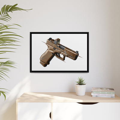 The Last Resort - OG Tan Poly Pistol Painting - Just The Piece - Black Framed Wrapped Canvas - Value Collection