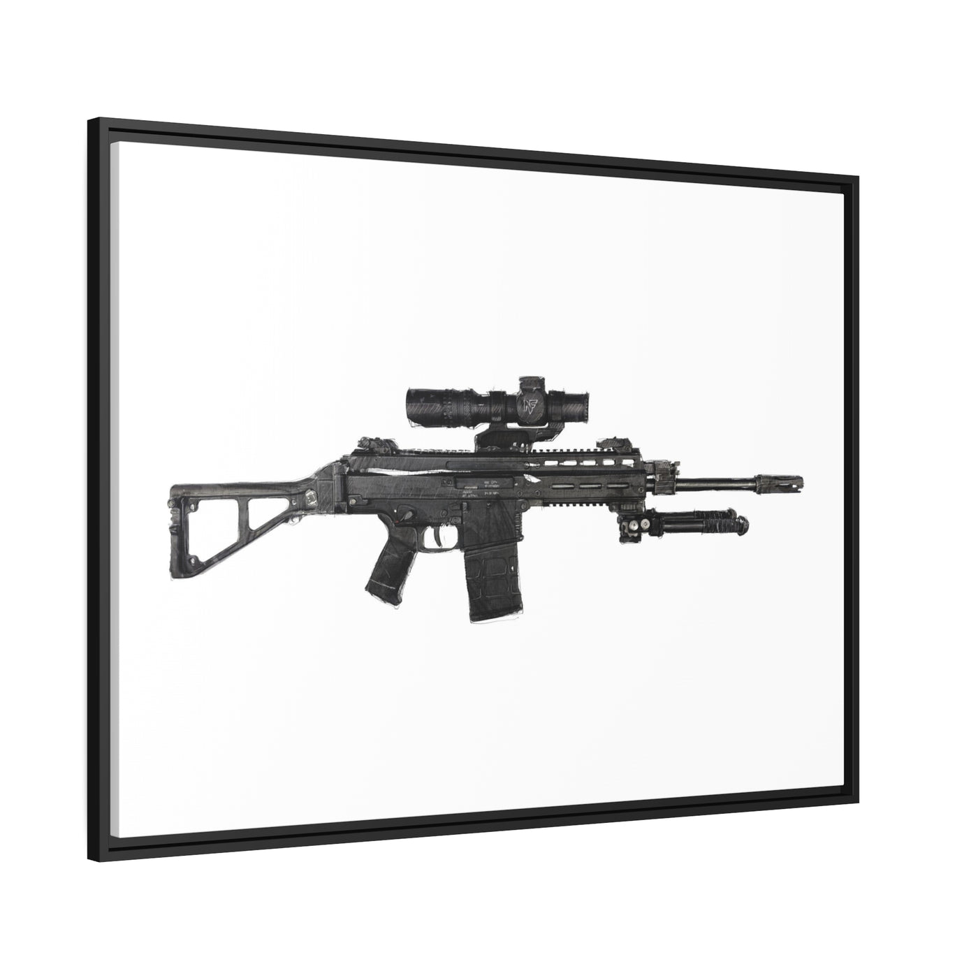 The Urban Sniper Painting - Just The Piece - Black Framed Wrapped Canvas - Value Collection