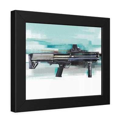 Tactical Bullpup Shotgun Painting - Green Background - Black Frame - Value Collection