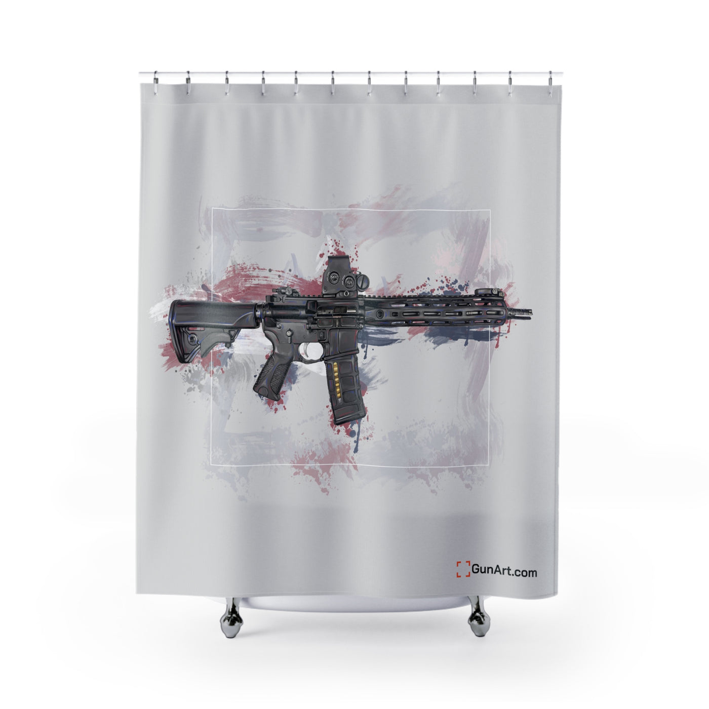 Defending Freedom - Wyoming - AR-15 State Shower Curtains - White State