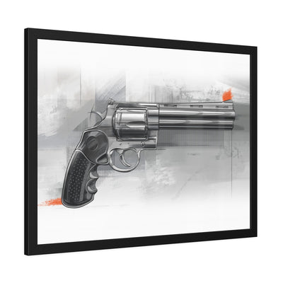 Stainless .44 Mag Revolver Painting - Black Frame - Value Collection