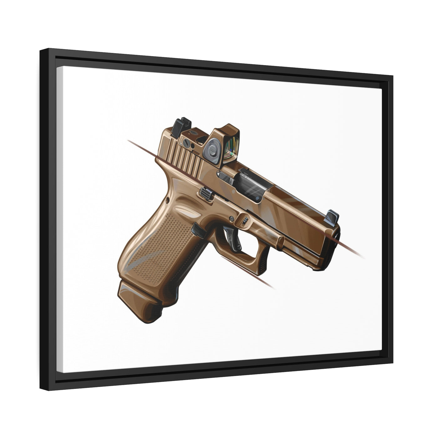 The Last Resort - OG Tan Poly Pistol Painting - Just The Piece - Black Framed Wrapped Canvas - Value Collection