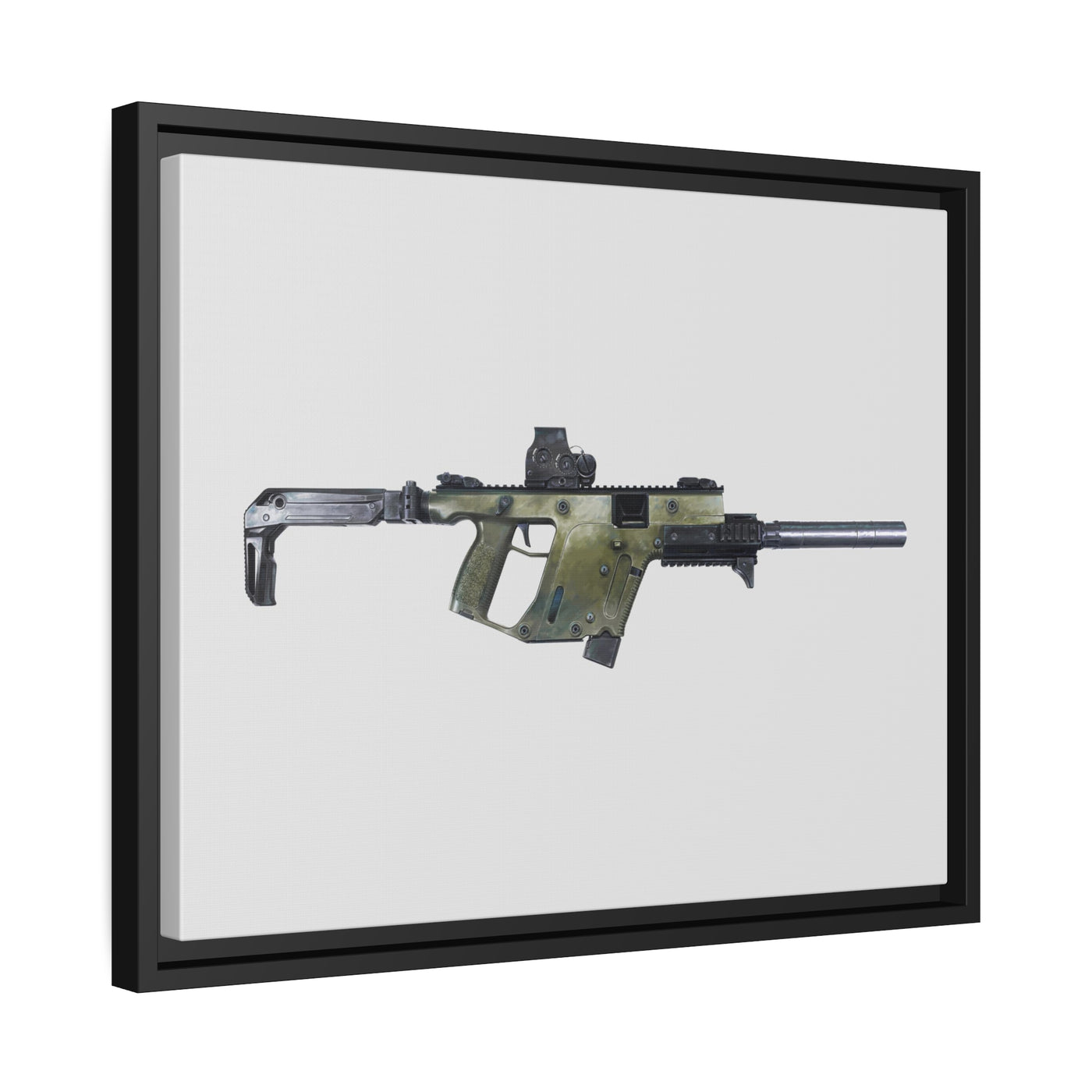 The Vindicator - Suppressed SMG Painting - Just The Piece - Black Framed Wrapped Canvas - Value Collection