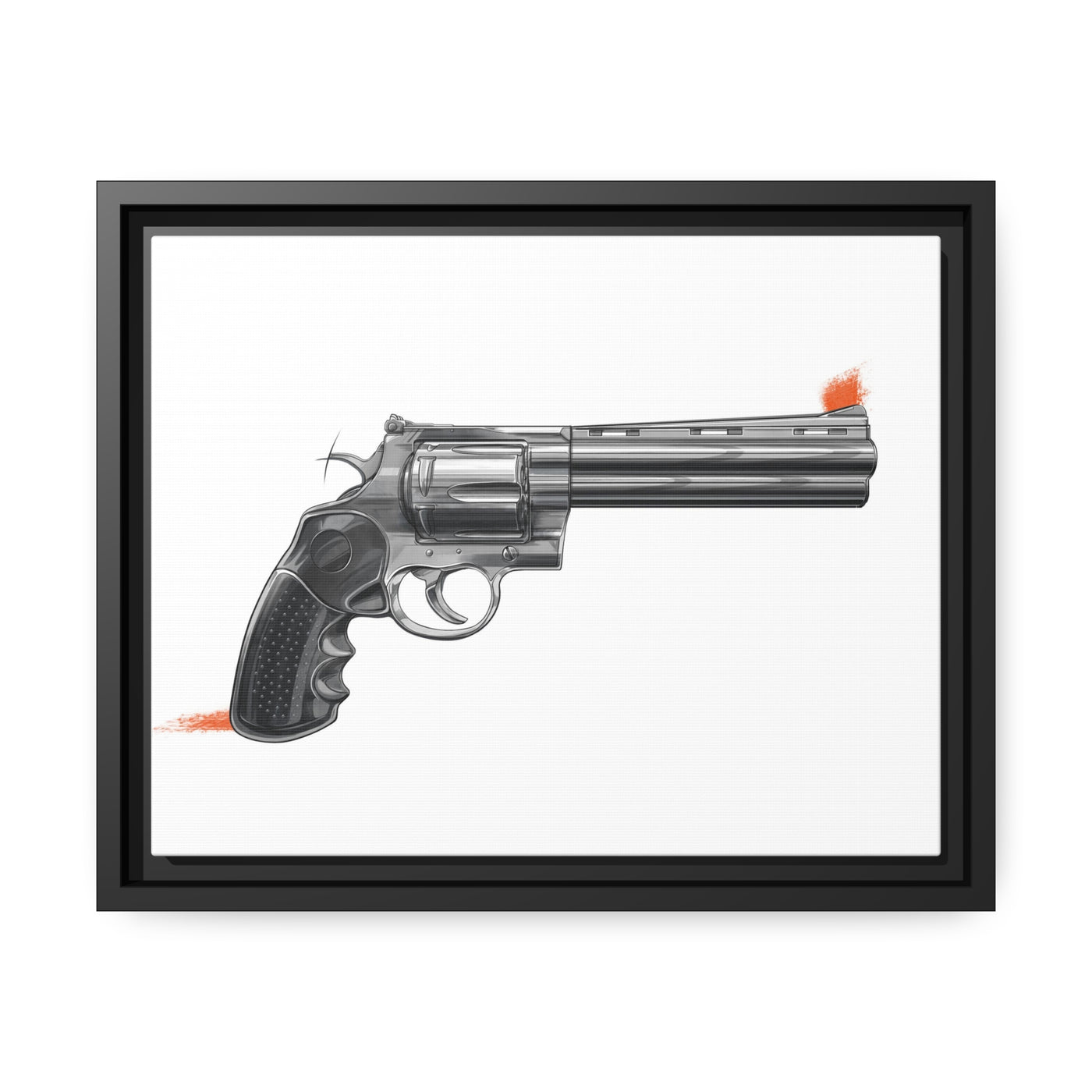 Stainless .44 Mag Revolver Painting - Just The Piece - Black Framed Wrapped Canvas - Value Collection