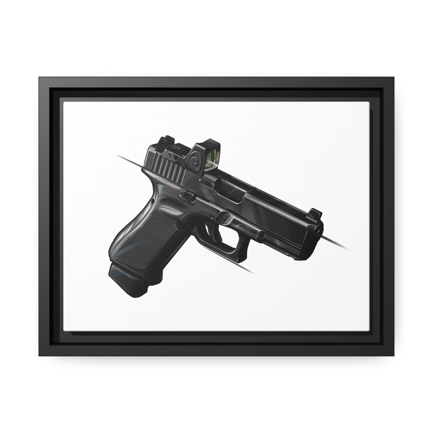 The Last Resort - OG Black Poly Pistol Painting - Just The Piece - Black Framed Wrapped Canvas - Value Collection