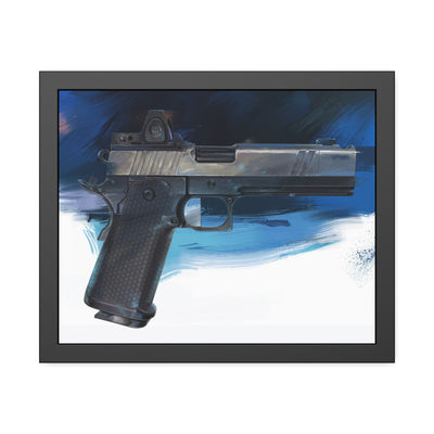 2011 Charlie - Pistol Painting - Dark Blue Background - Black Frame - Value Collection