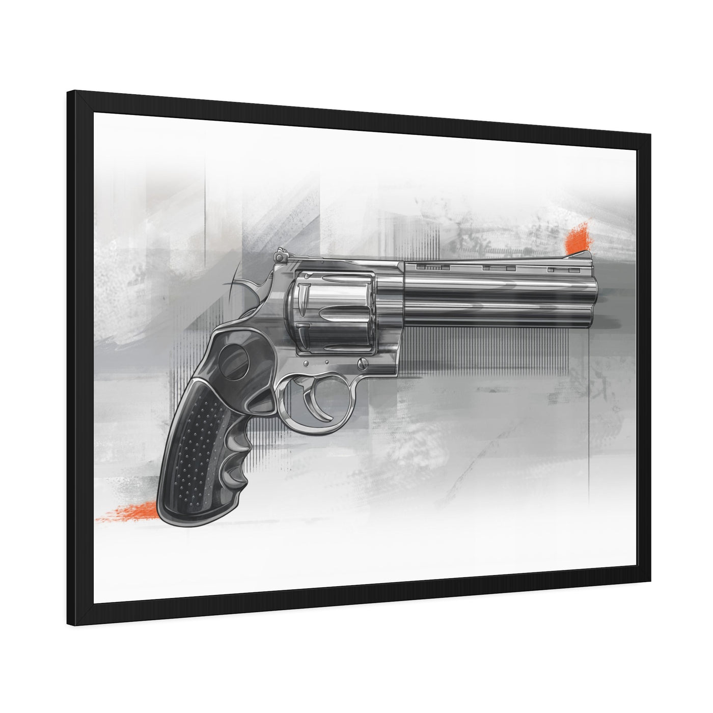 Stainless .44 Mag Revolver Painting - Black Frame - Value Collection