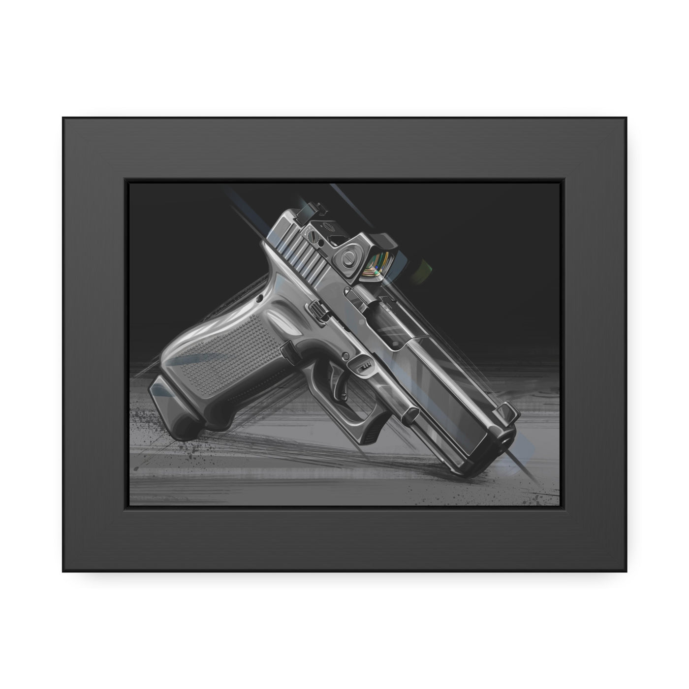 The Last Resort - OG Grey Poly Pistol Painting - Black Frame -Value Collection